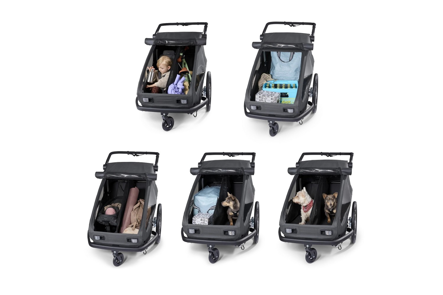 Bike trailer for dog, kid & cargo Croozer Yuuna moonlight black (5) Bike trailer for dog, kid & cargo Croozer Yuuna moonlight black (5)