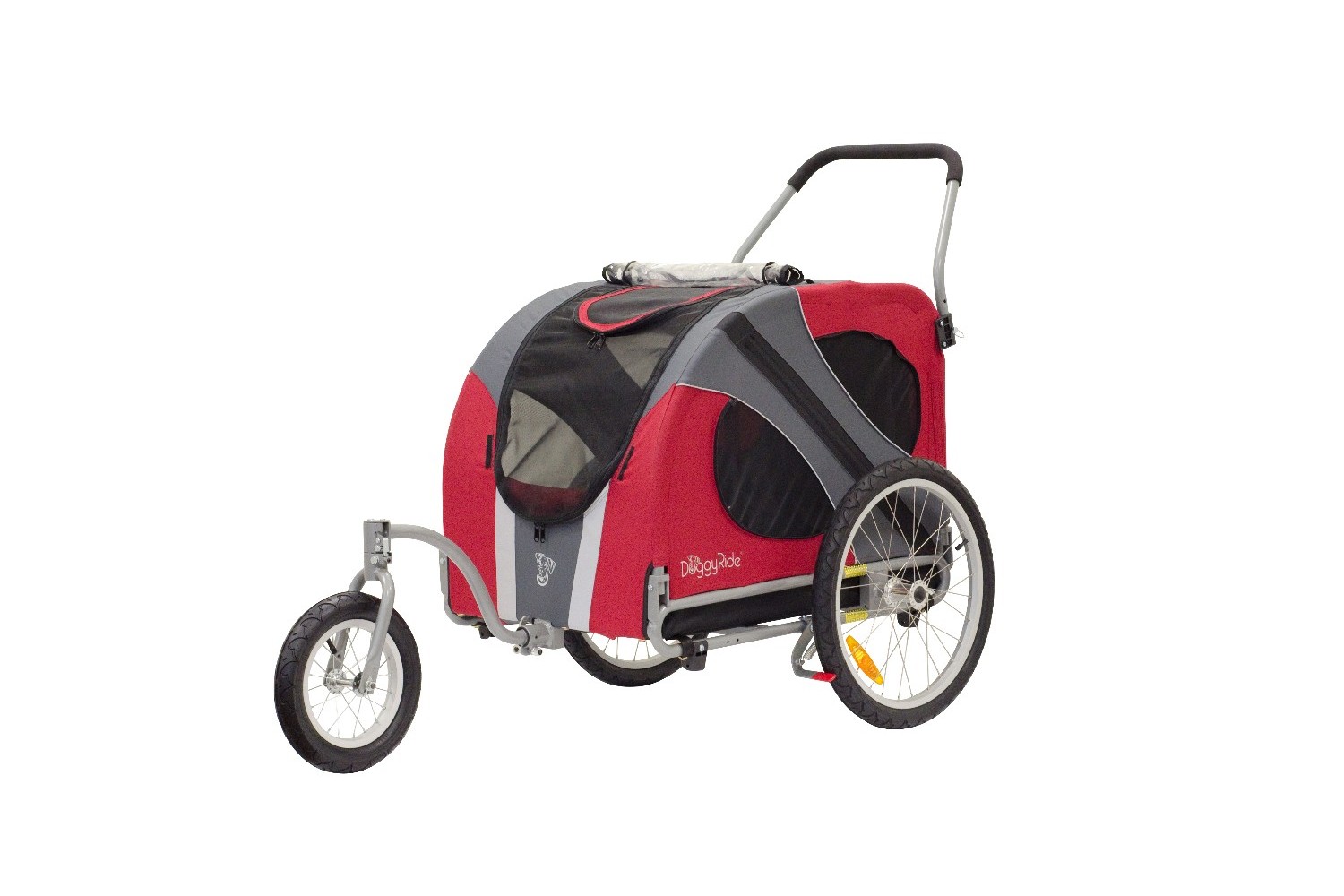 Remorque vélo pour chien DoggyRide Original Trailer rouge-gris - Britch  Lite accouplement porte-bagages