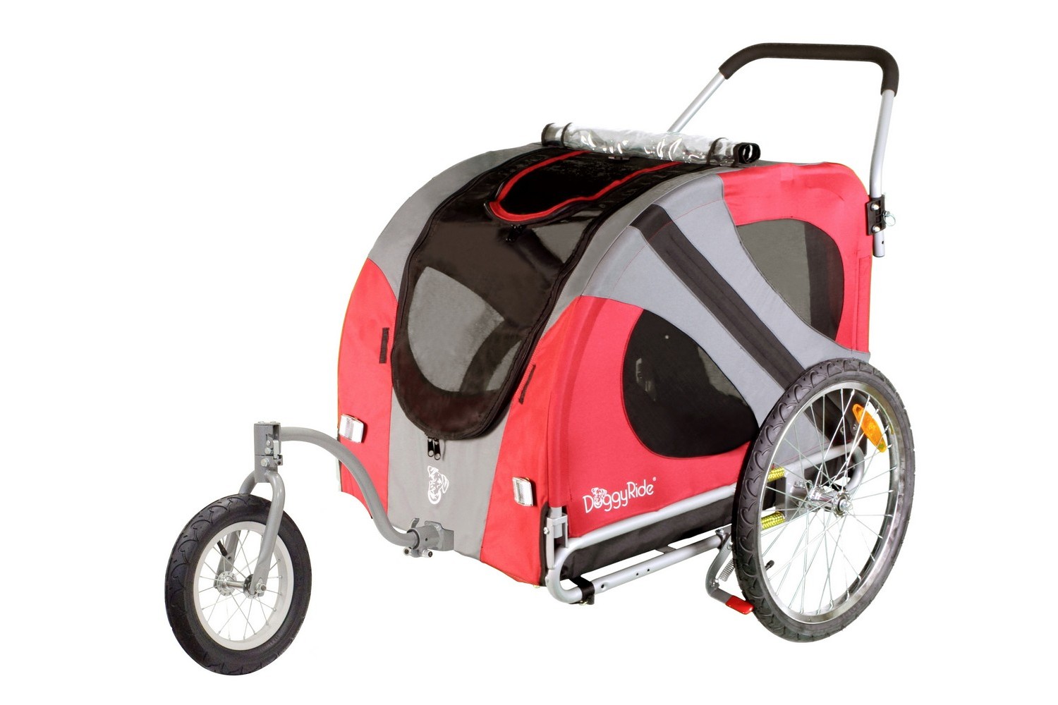 Dog Jogger-Stroller DoggyRide Original red-grey - stroller set grey
