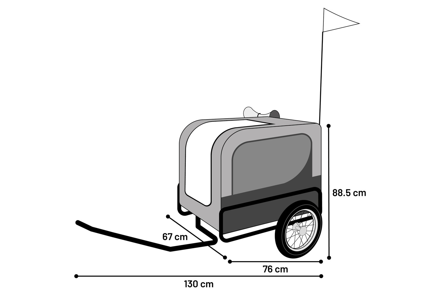 Dog bike trailer Tybalt green (4)