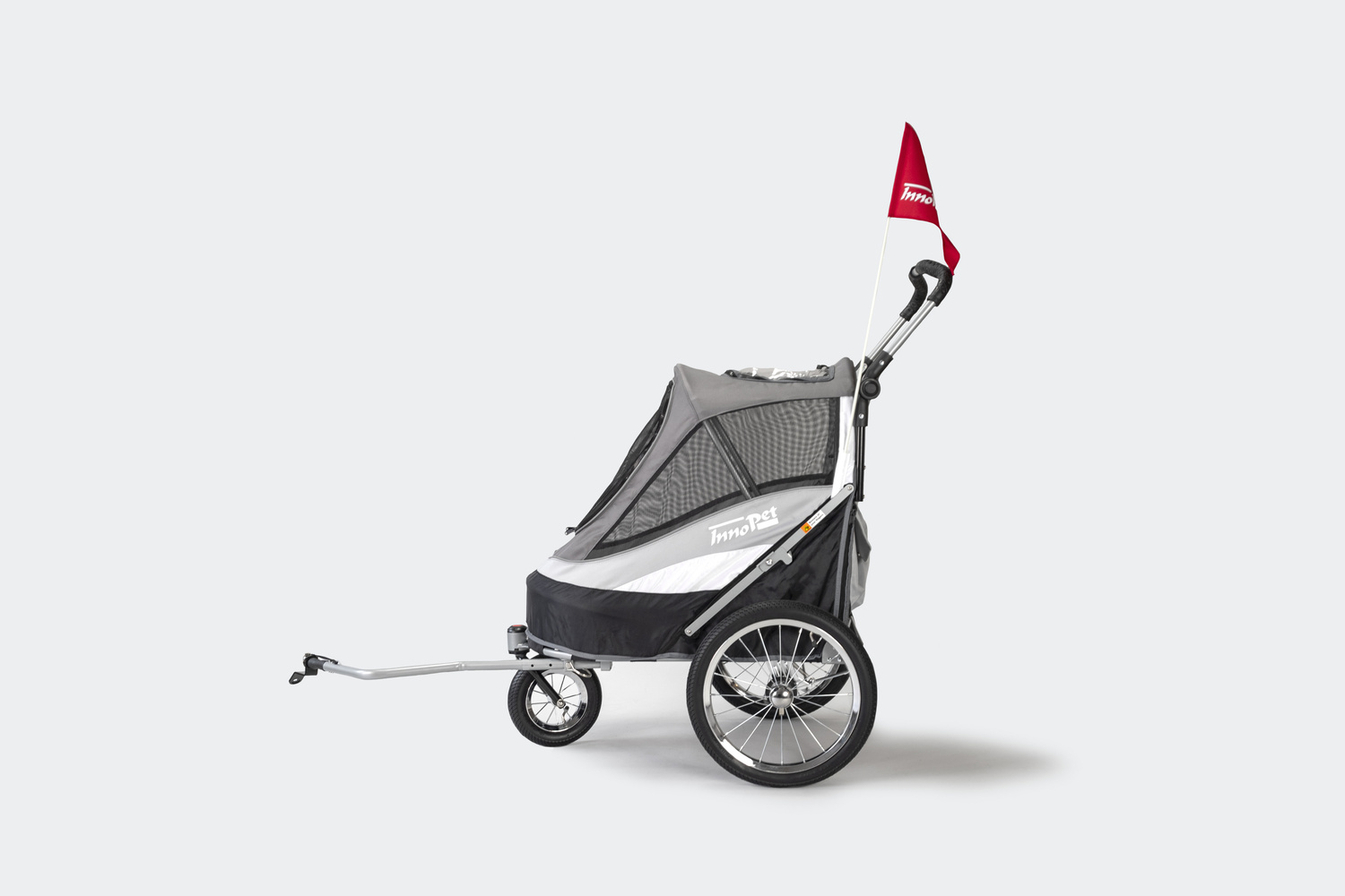 Dog bike trailer & stroller InnoPet Sporty DeLuxe black/silver (5)