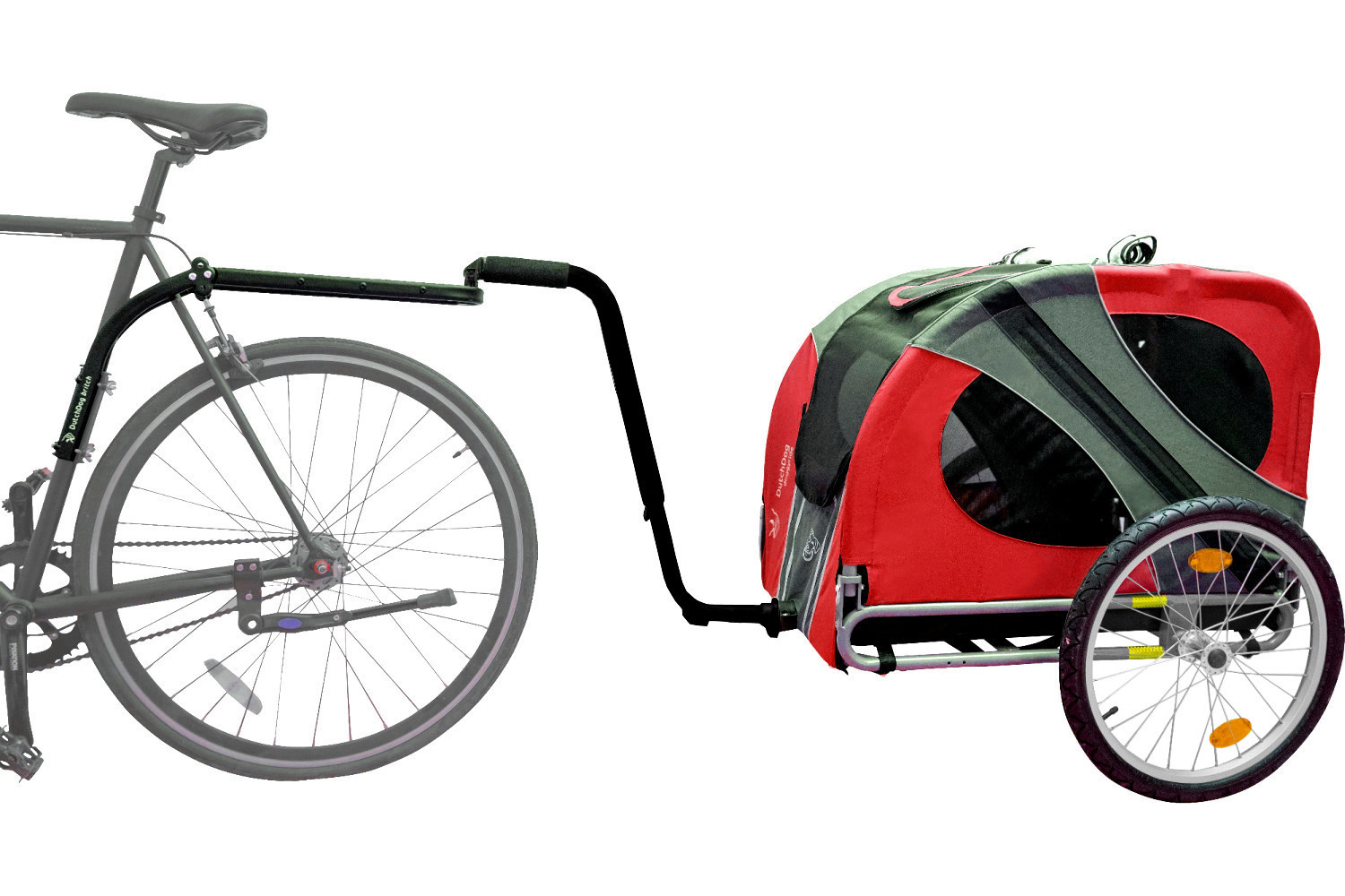 Remorque vélo pour chien DoggyRide Original Trailer rouge-gris - Britch  Lite accouplement porte-bagages