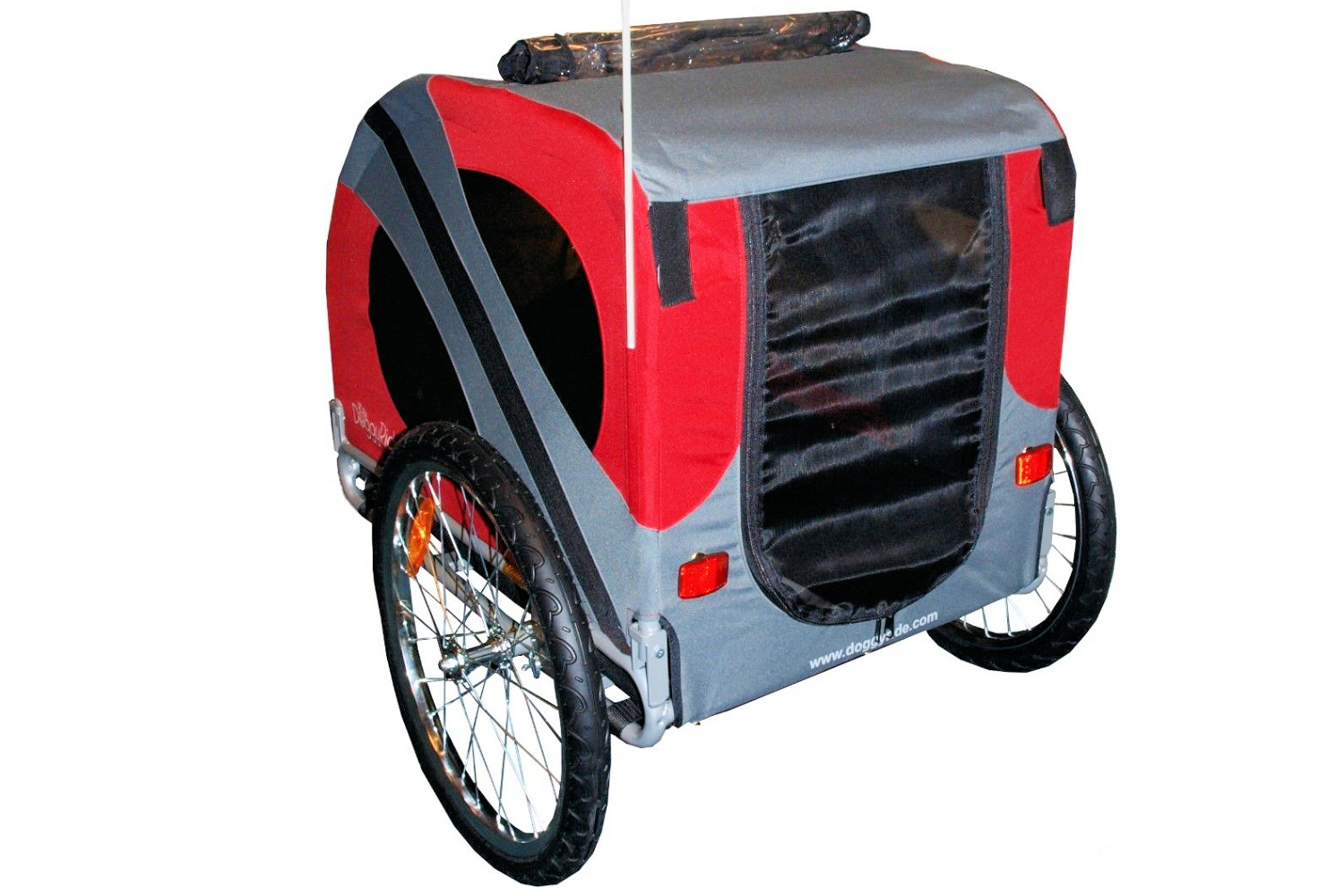 Remorque vélo pour chien DoggyRide Original Trailer rouge-gris - Britch  Lite accouplement porte-bagages