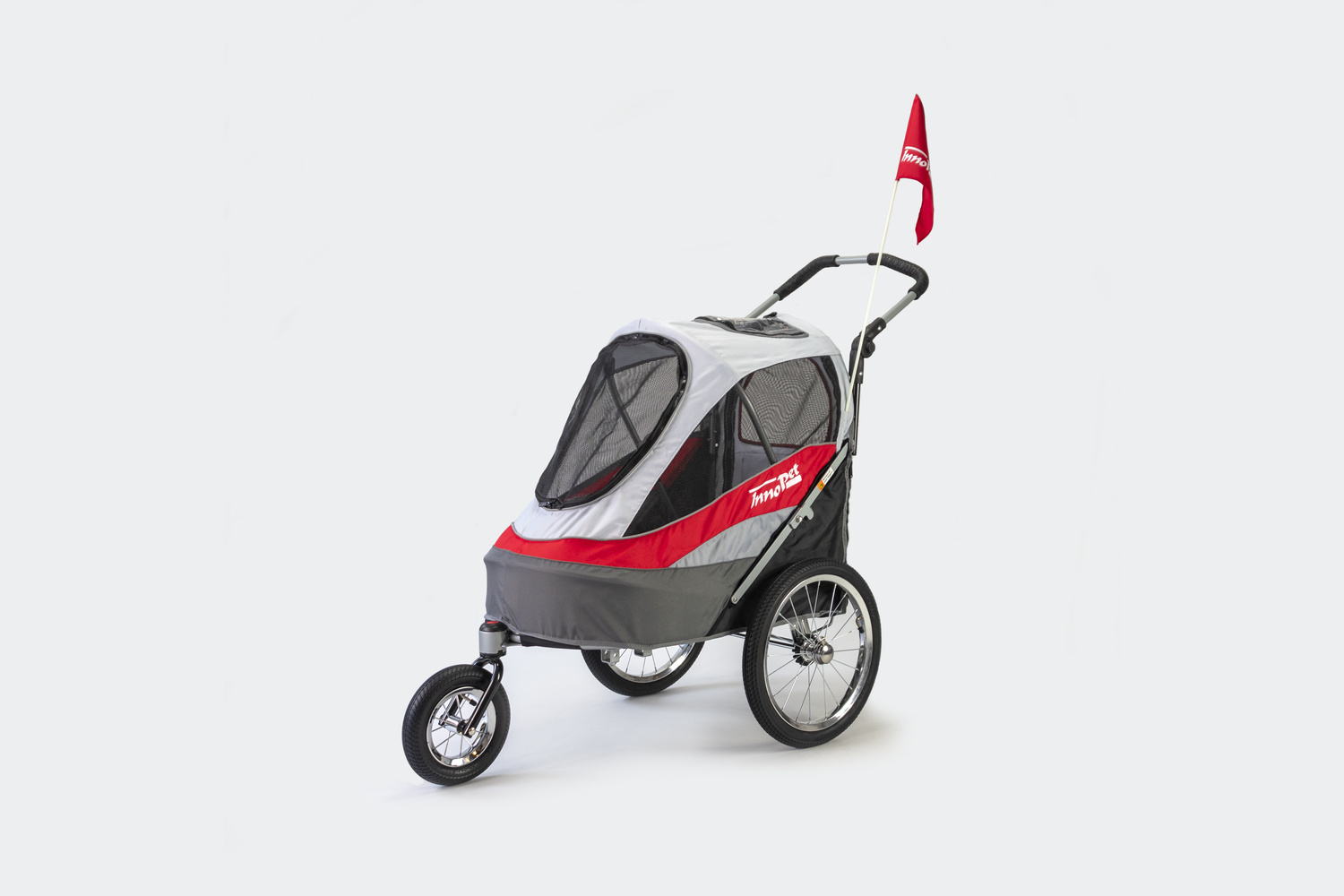 Dog bike trailer & stroller InnoPet Sporty DeLuxe red/offwhite (3)