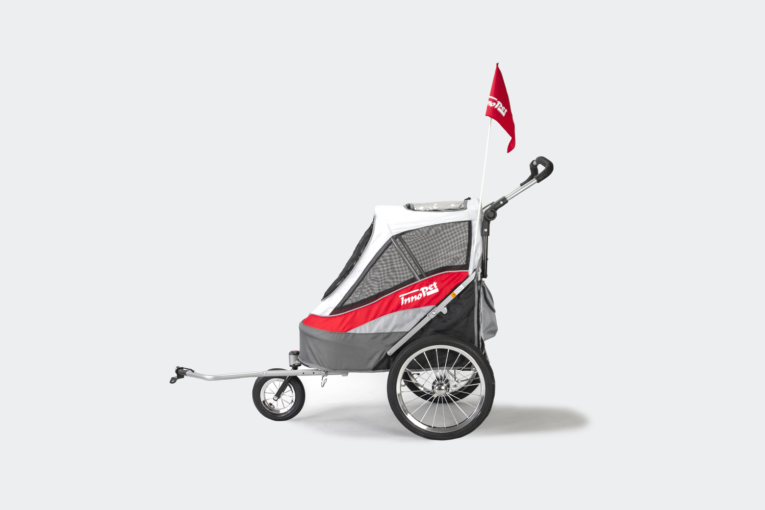 Dog bike trailer & stroller InnoPet Sporty DeLuxe red/offwhite (5)
