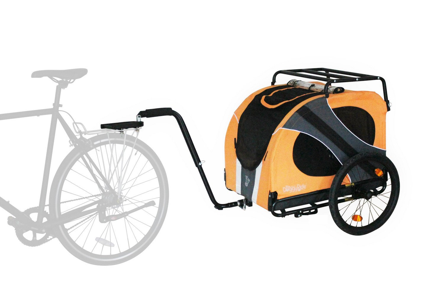 Dog bike trailer DoggyRide Novel15 orange Britch Lite rack coupling black PetWareShop