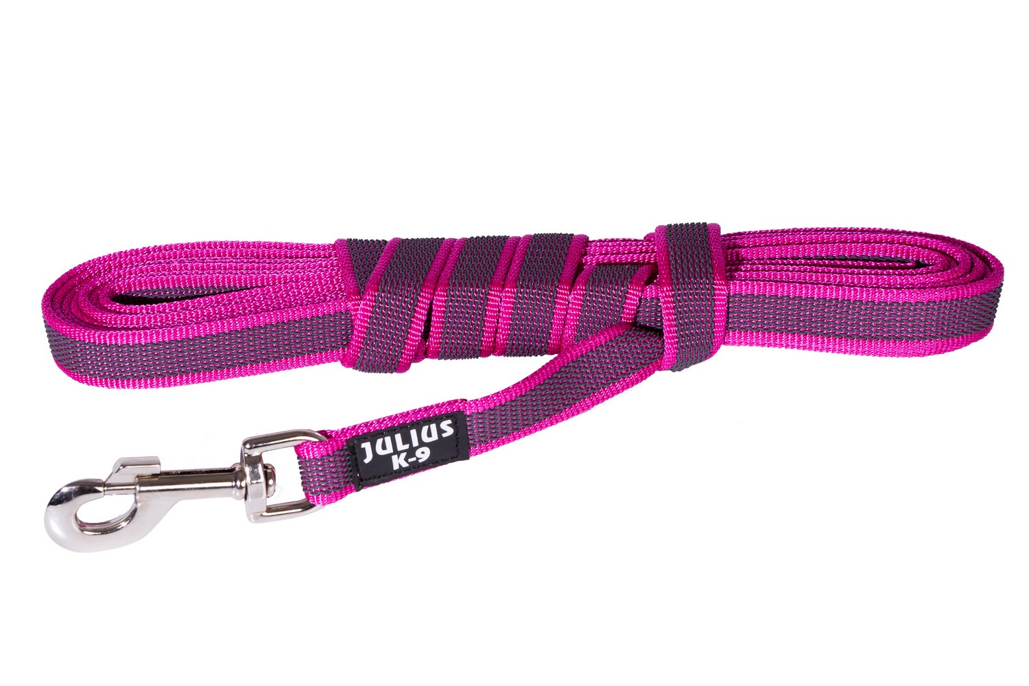Hundeleine Julius-K9 IDC Color&Gray anti-rutsch Rosa 20mm x 3m