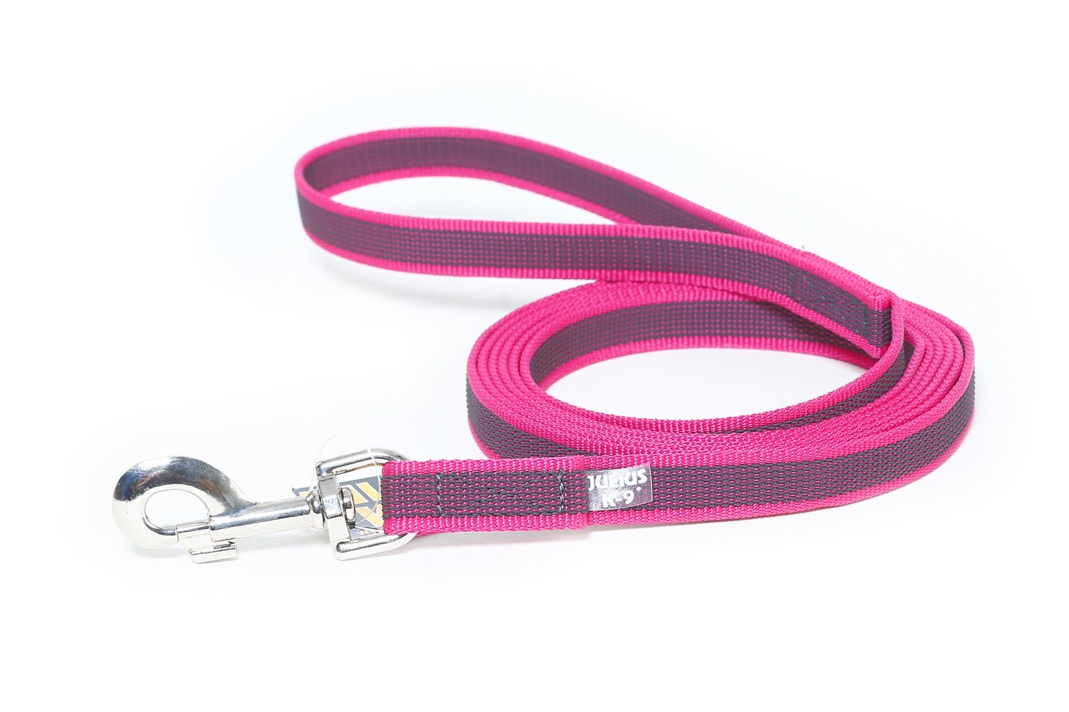 Hundeleine Julius-K9 IDC Color&Gray anti-rutsch Rosa 20mm x 3m mit Griff