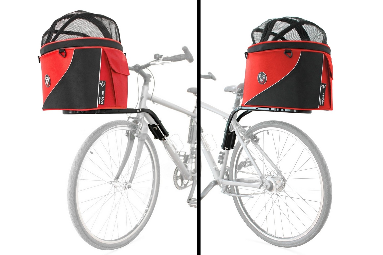 Dog bicycle basket DoggyRide Cocoon XXL red Cocoon adapter Britch luggage rack PetWareShop