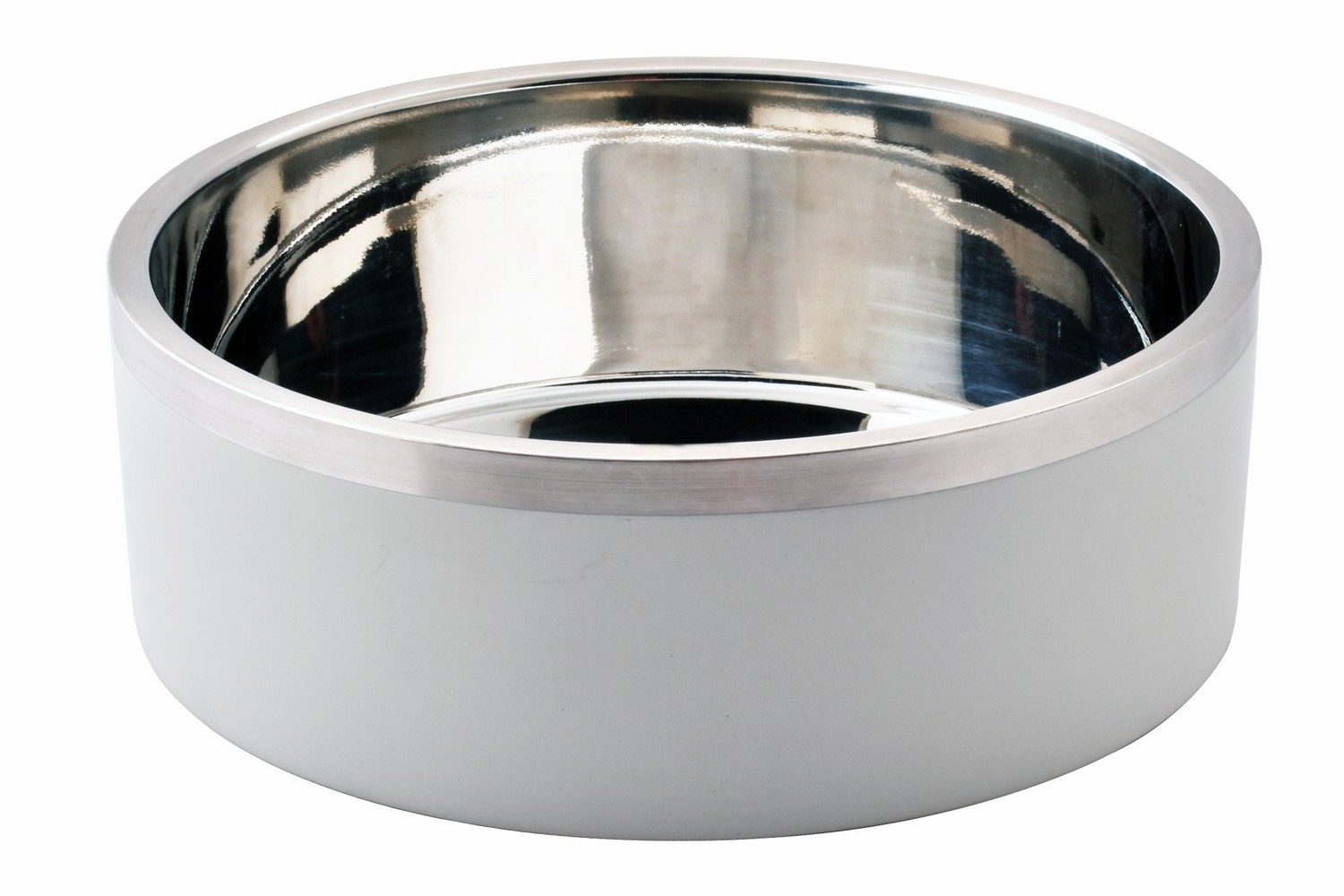 Drink & voerbak dubbelwandig RVS wit Ø16 cm