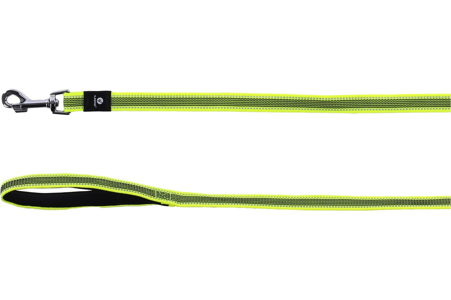 Laisse du chien Xeno antidérapante fluo jaune - 20mm x 1,3m avec poignée