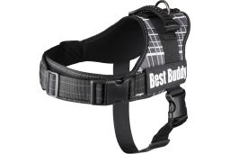 (har6flpl-l) Dog harness Best Buddy Pluto blue grid S (1)