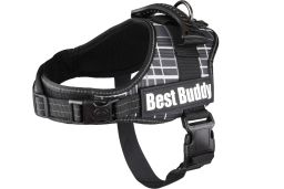 (har6flpl-m) Dog harness Best Buddy Pluto blue grid M (1)