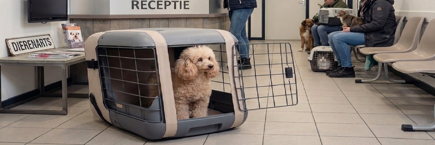 Transportbox nomad met hond in auto